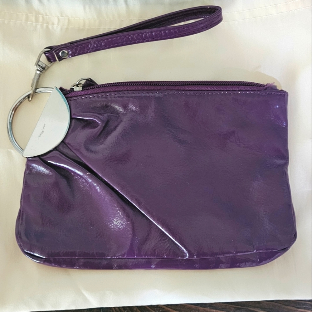 Purple patent leather wristlet